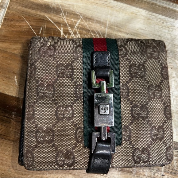 Gucci Brown and Black Wallet with Monogrammed Pattern - Picture 1 of 10